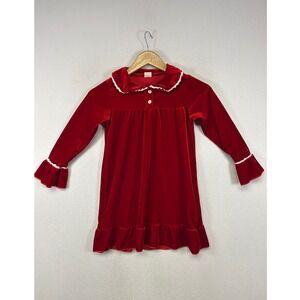 Holiday Classic‎ Kids Tales Kids Size 120 Red Velvet Lace Trim Ruffle Dress